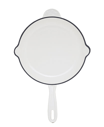 Aqua Enamel Cast Iron Fry Pan 45cm - White