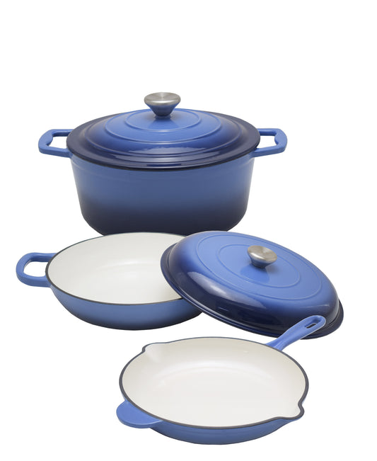 Leon Enamel Cast Iron 5 Piece - Blue