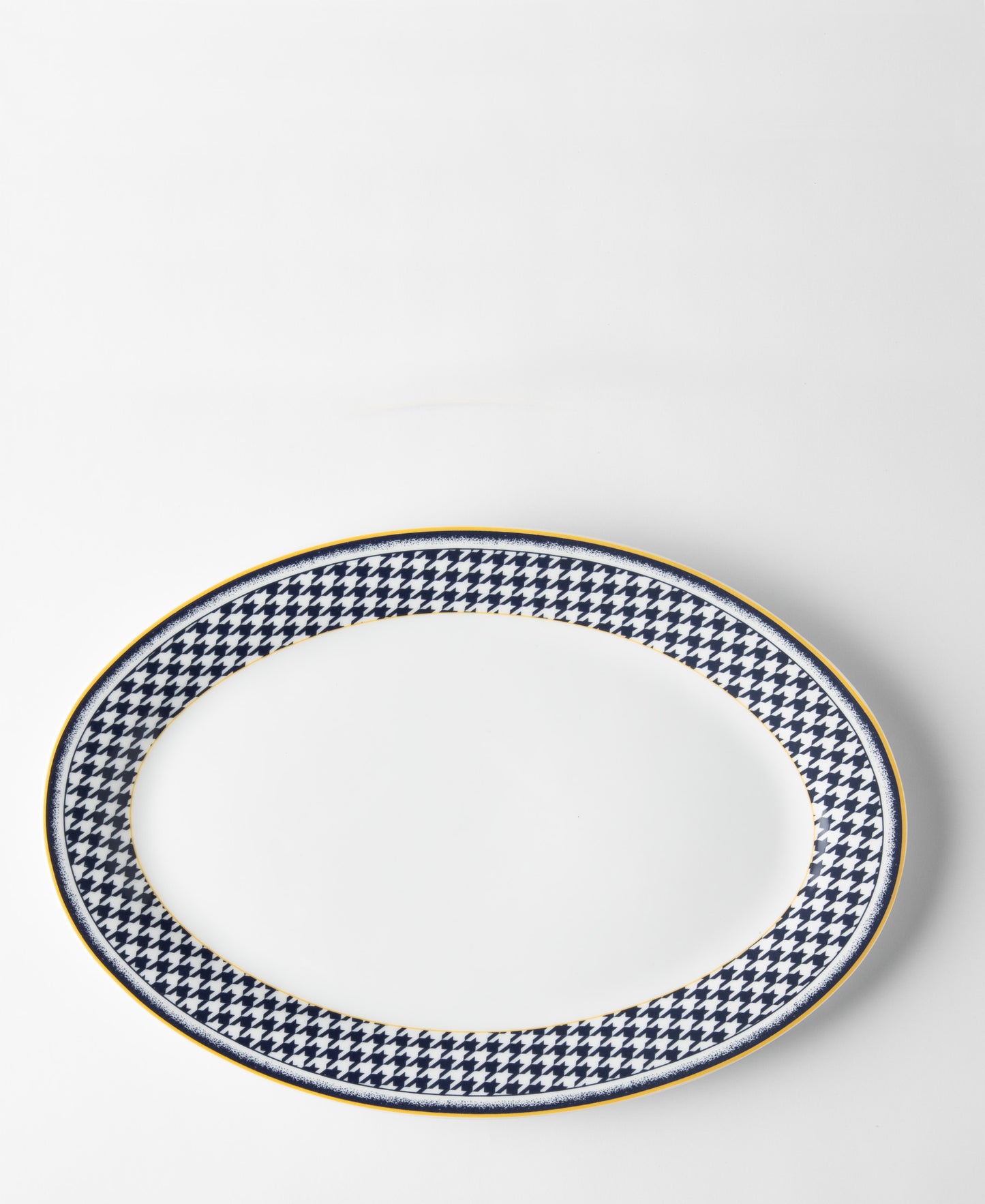 Jenna Clifford Galateo Blue Check Oval Platter - White