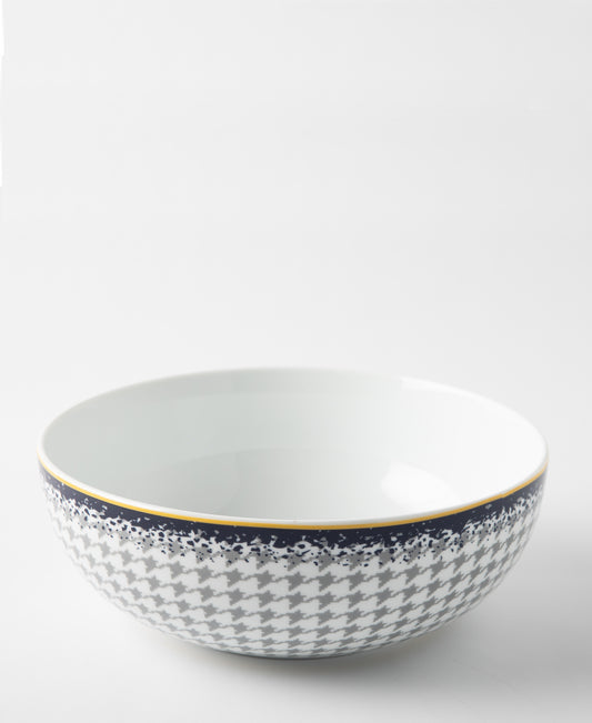 Jenna Clifford Galateo Blue Check Salad Bowl - White