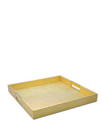 Golden 2 Piece Tray Set Pu Leather - Gold