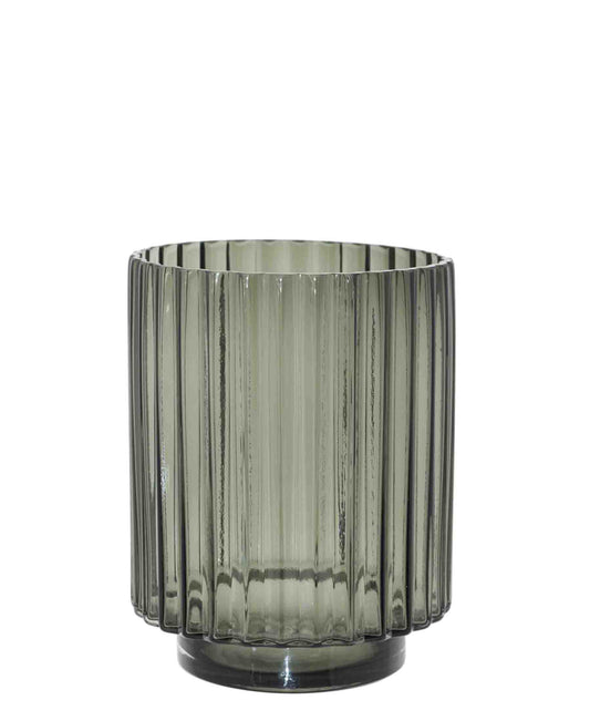 Urban Decor 22cm Rowan Smoked Ribbed Vase - Clear