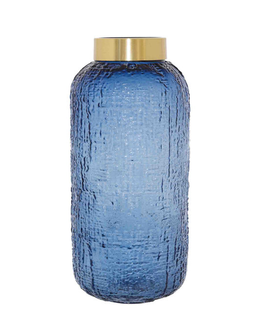 Urban Decor 34cm Midnight Vase With Gold Rim - Blue