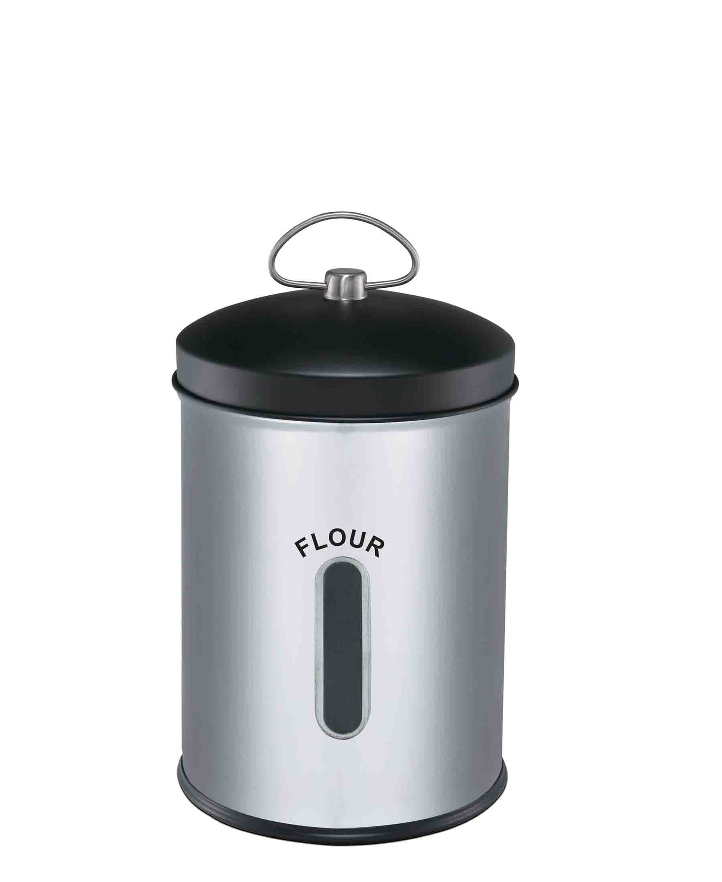 CH 5.5lt Flour Canister with Black Lid - Silver