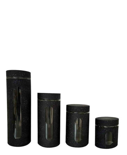 CH 4Pcs Canister Set With Window - Black