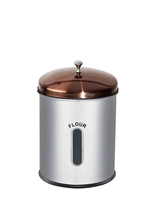 CH 5.5lt Flour Canister with Rose Gold Lid - Silver