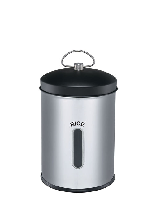 CH 5.5lt Rice Canister with Black Lid - Silver