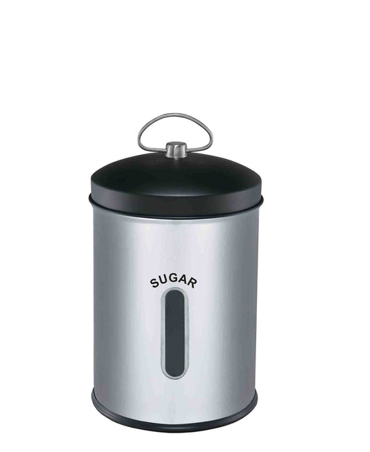 CH 5.5lt Sugar Canister with Black Lid - Silver