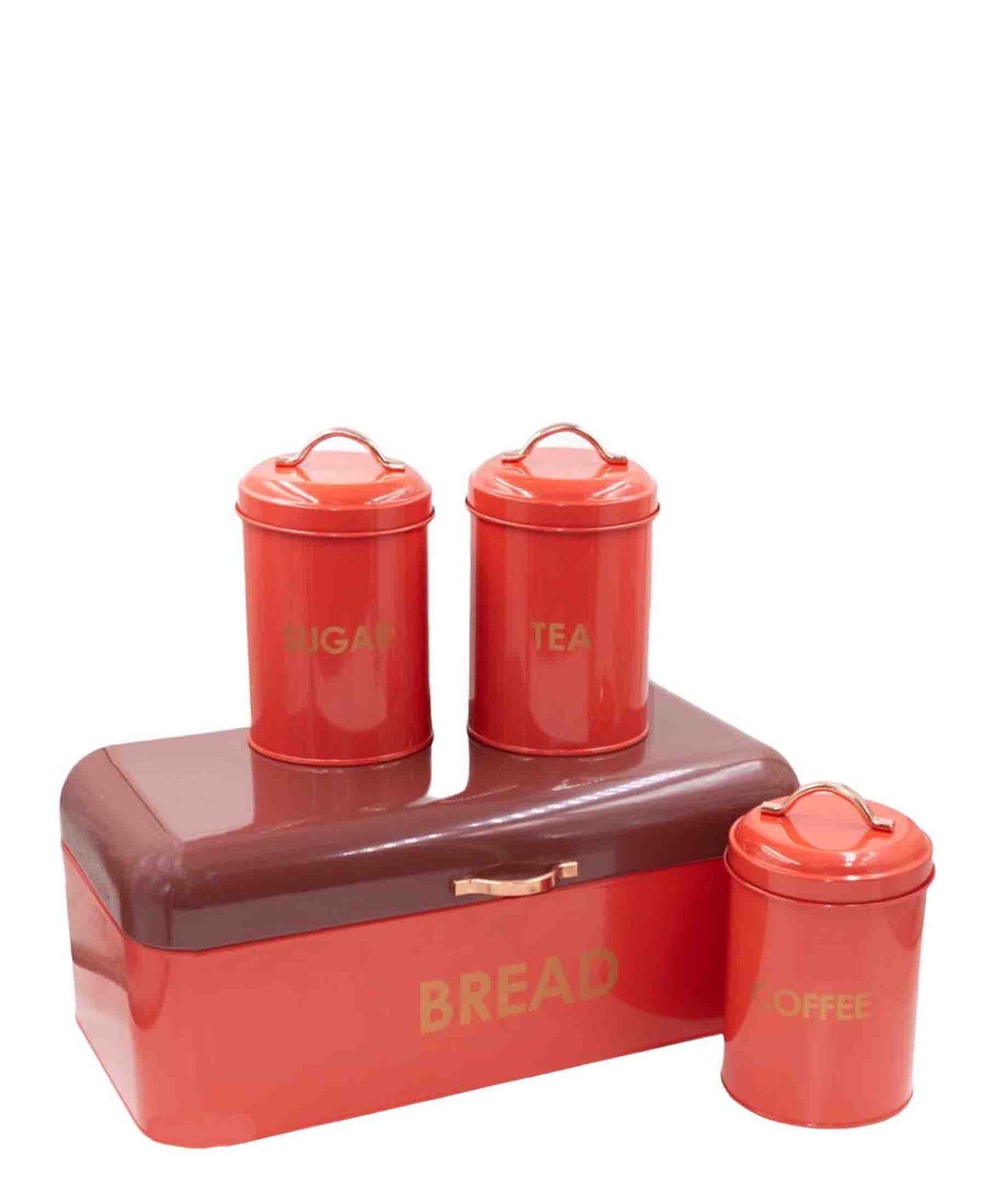 CH Two tone Bread Bin & 3pcs Canister Set - Red