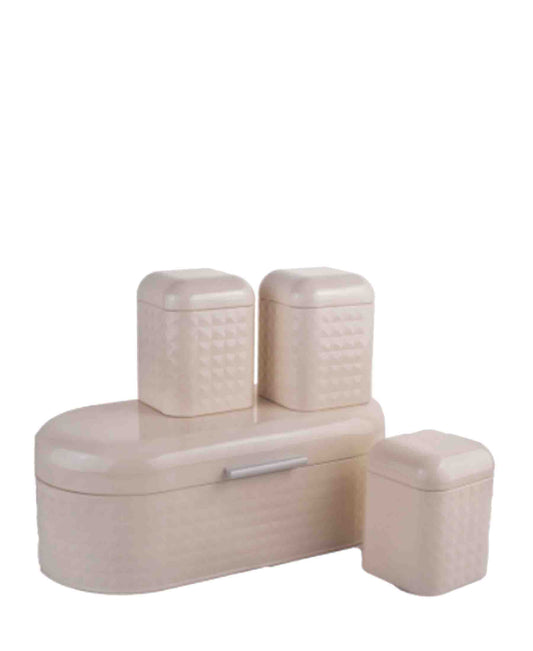 CH Diamond Bread Bin & 3 Piece Canisters - Cream