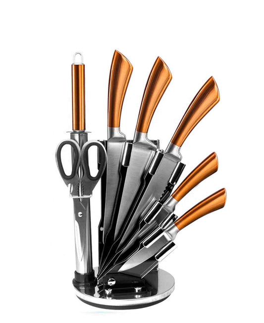 CH 9 Pcs Kitchen Knife Set - Copper Handles