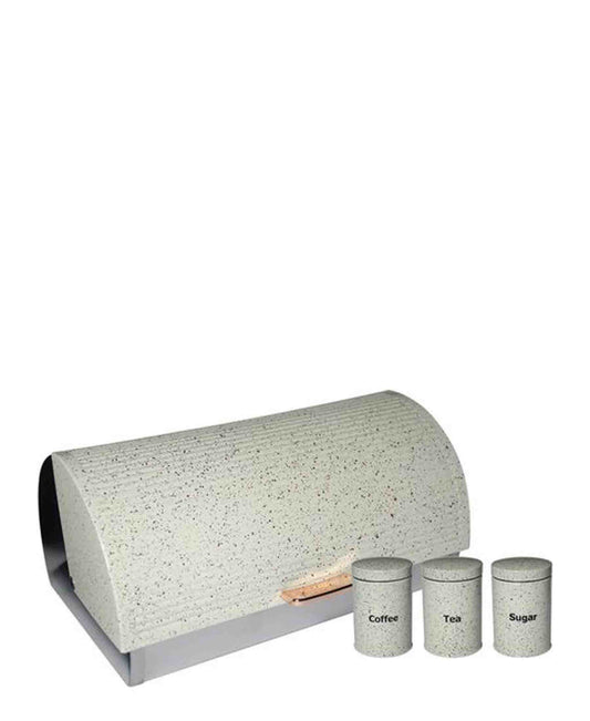 CH Dotted Bread Bin & 3 Pcs Canister Set - Cream