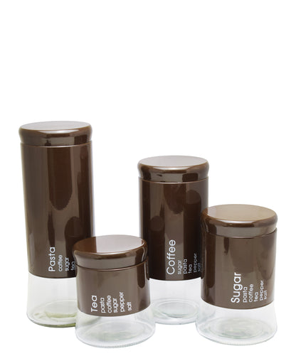 CTH Storage Glass Canister 4 Piece - Brown