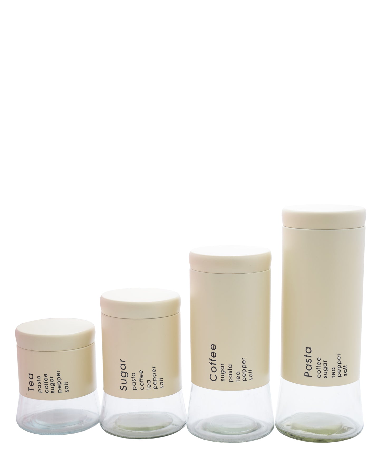 CTH Storage Glass Canister 4 Piece - Cream