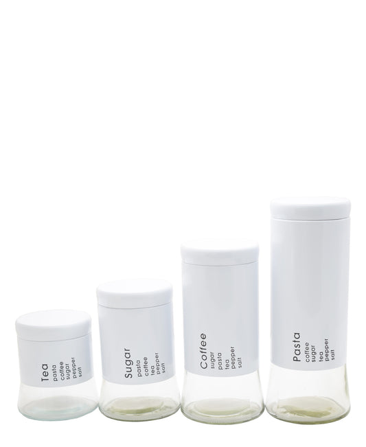 CTH Storage Glass Canister 4 Piece - White