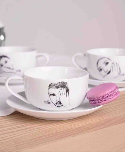 Carrol Boyes Eye For Detail Cup & Saucer Set - White