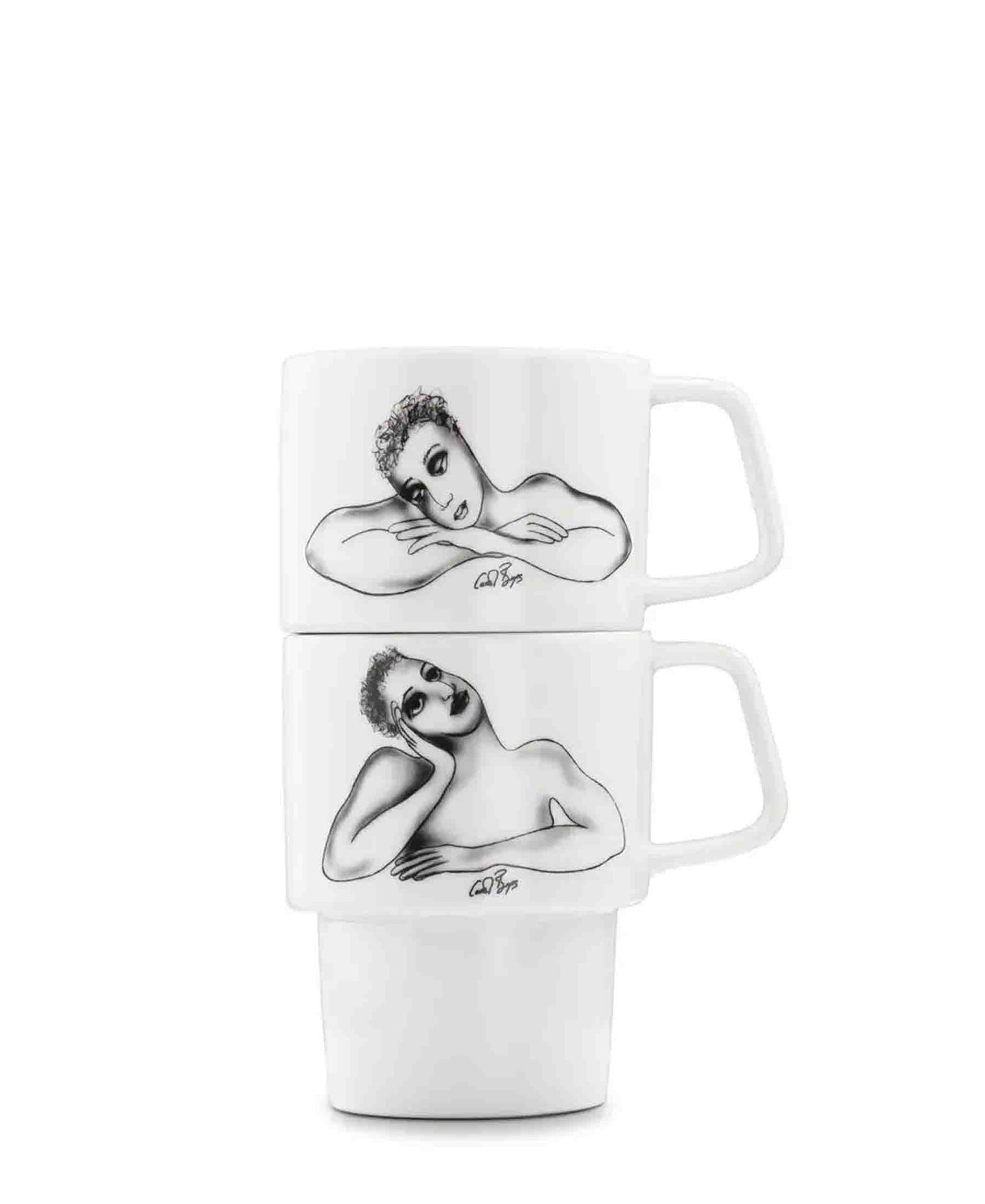 Carrol Boyes 2 Piece Eye To Eye Stackable Mug Set - White