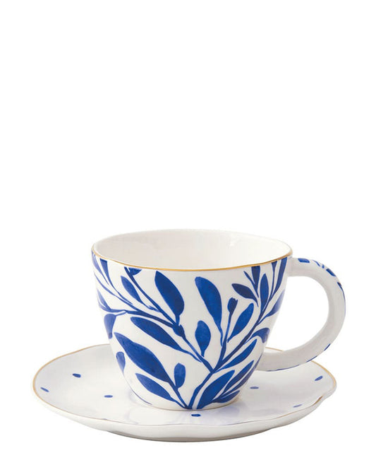 Easy Life 280ml Elegance Tea cup & saucer - Blue & White