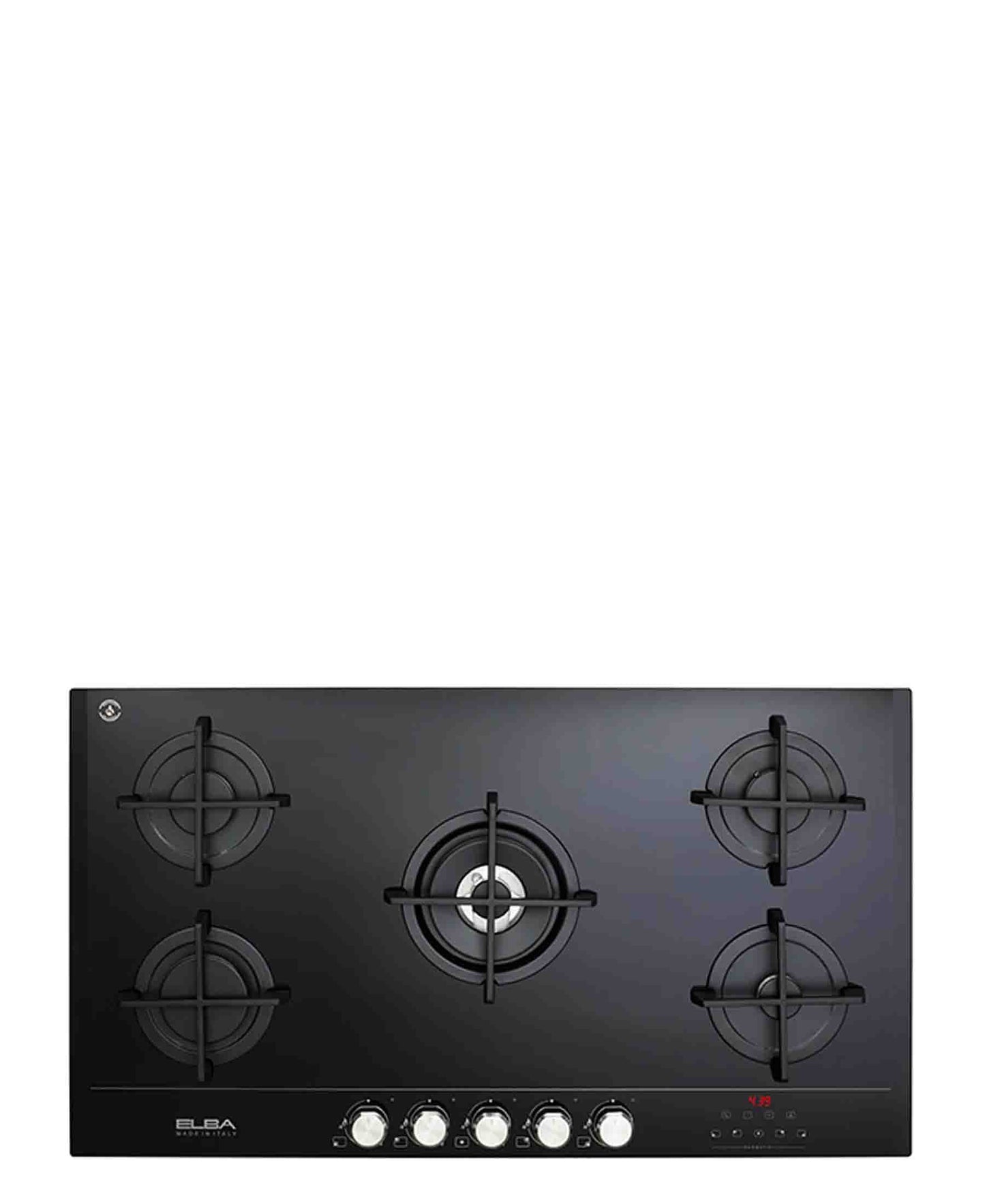 Elba Elio 90cm 5 Burner Glass On Glass Smart Hob - Black