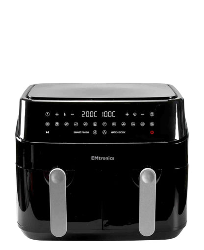 EMtronics Digital 9L Air Fryer Double Basket Smart Cook Air Fryer - Black