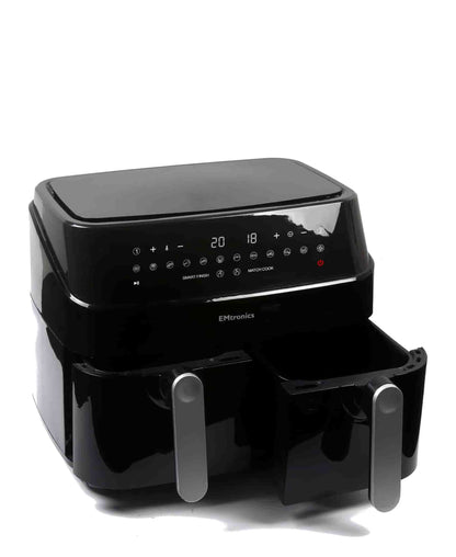 EMtronics Digital 9L Air Fryer Double Basket Smart Cook Air Fryer - Black