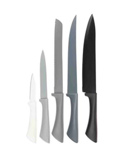 Excellent Houseware 5 Piece Knife Set - Grey, Black & Blue