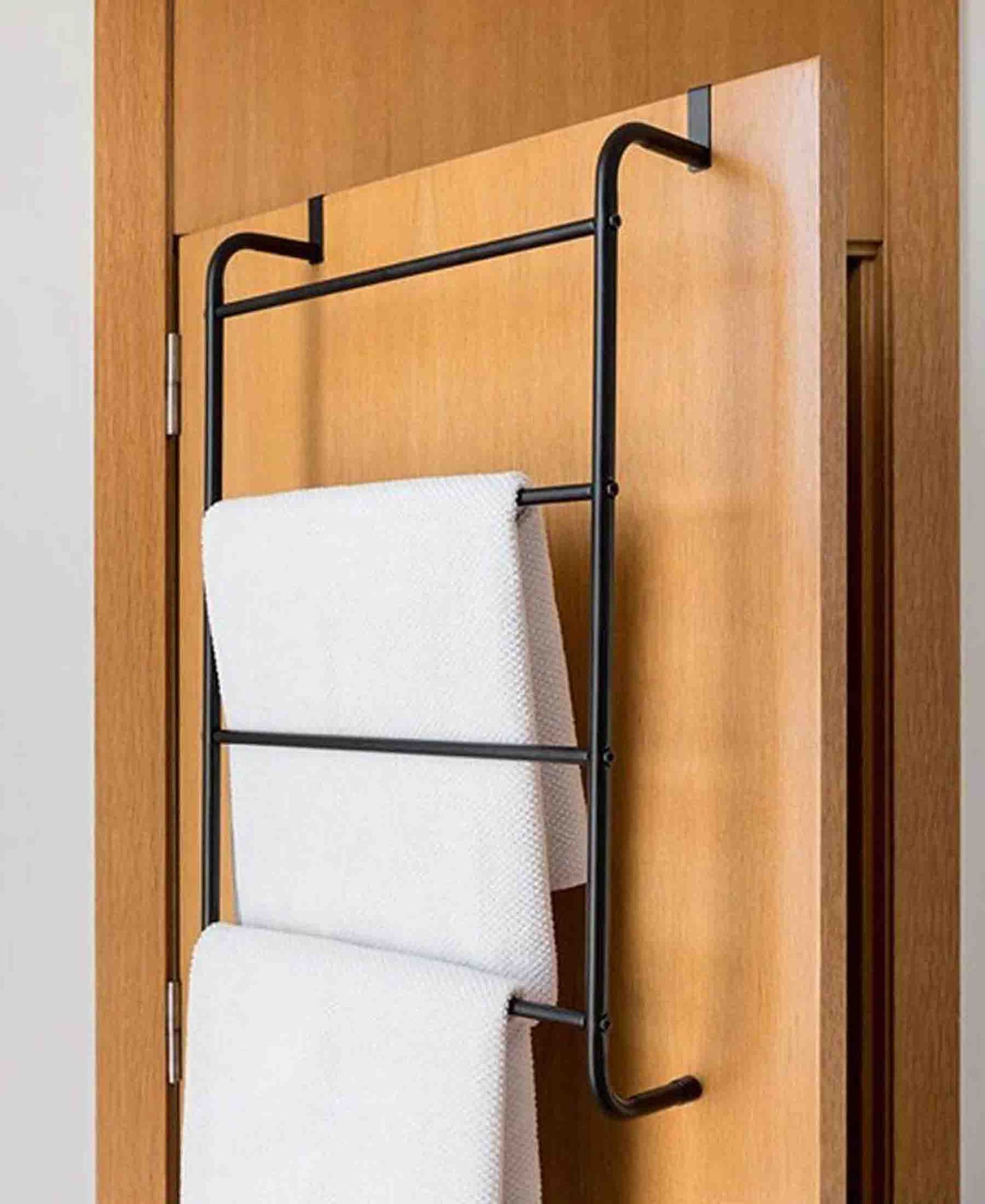 Urban Decor Metal Door Hanging Towel Rack - Black