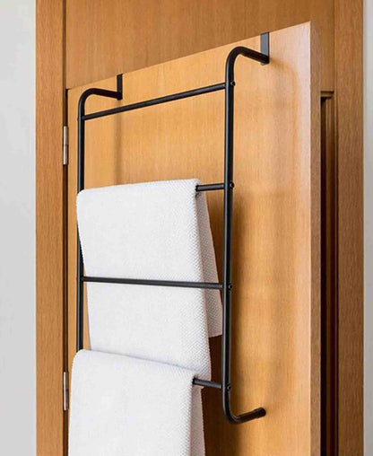 Urban Decor Metal Door Hanging Towel Rack - Black