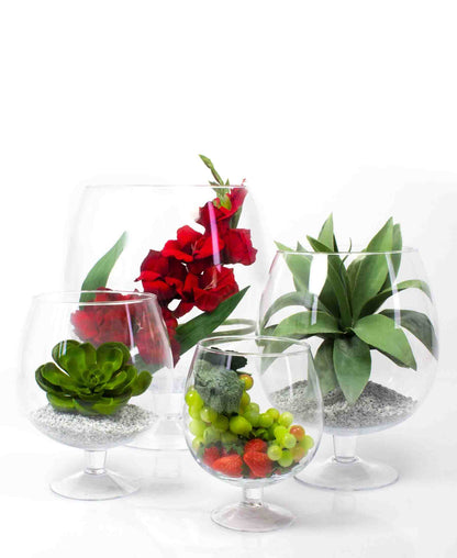 Urban Decor 25cm x 25cm Glass Footed Vase - Clear