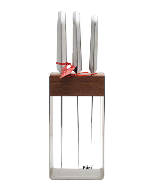 Furi Pro 4 Piece Knife Block Set - Silver