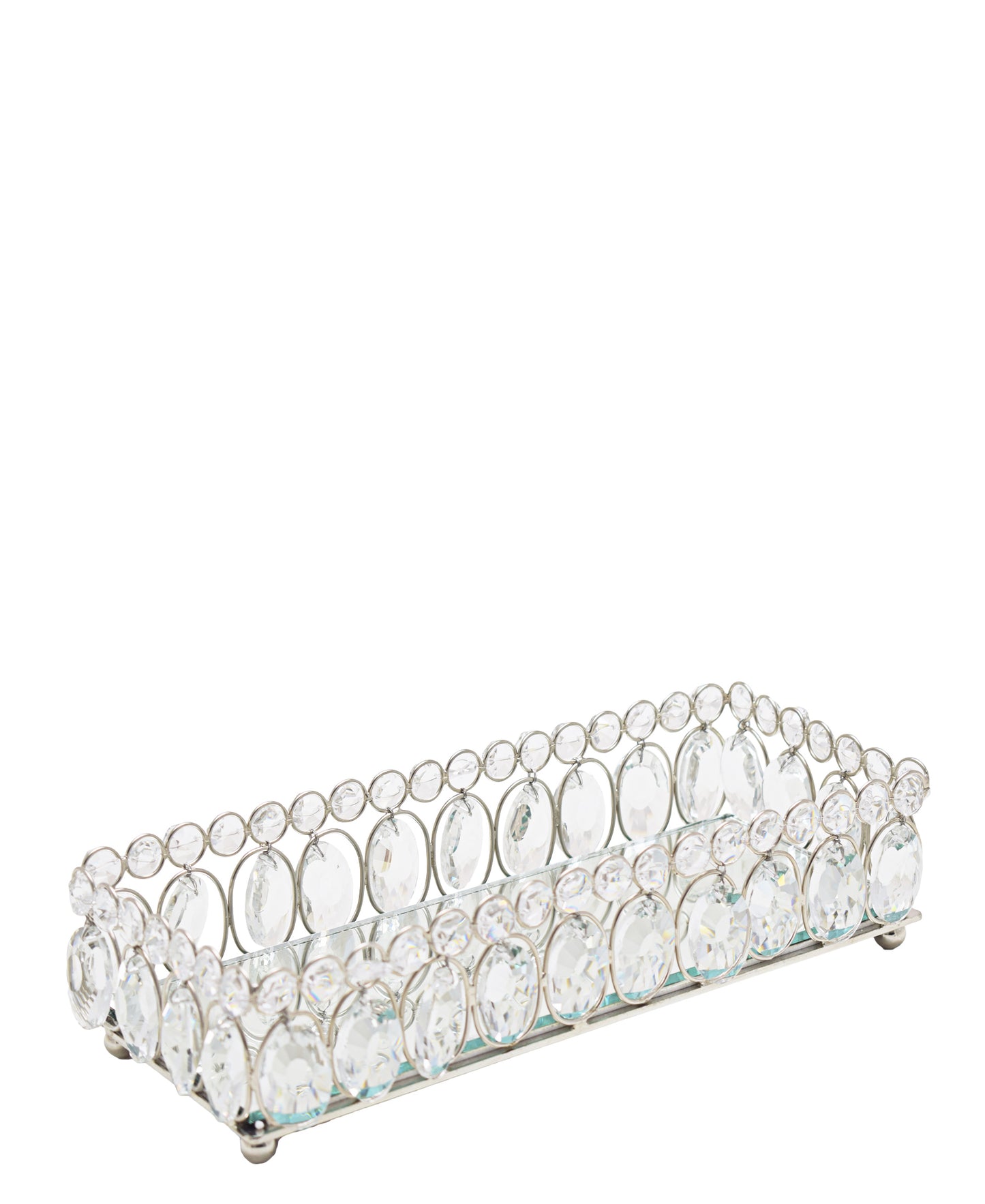 Majestic Crystal Tray Oval - Silver