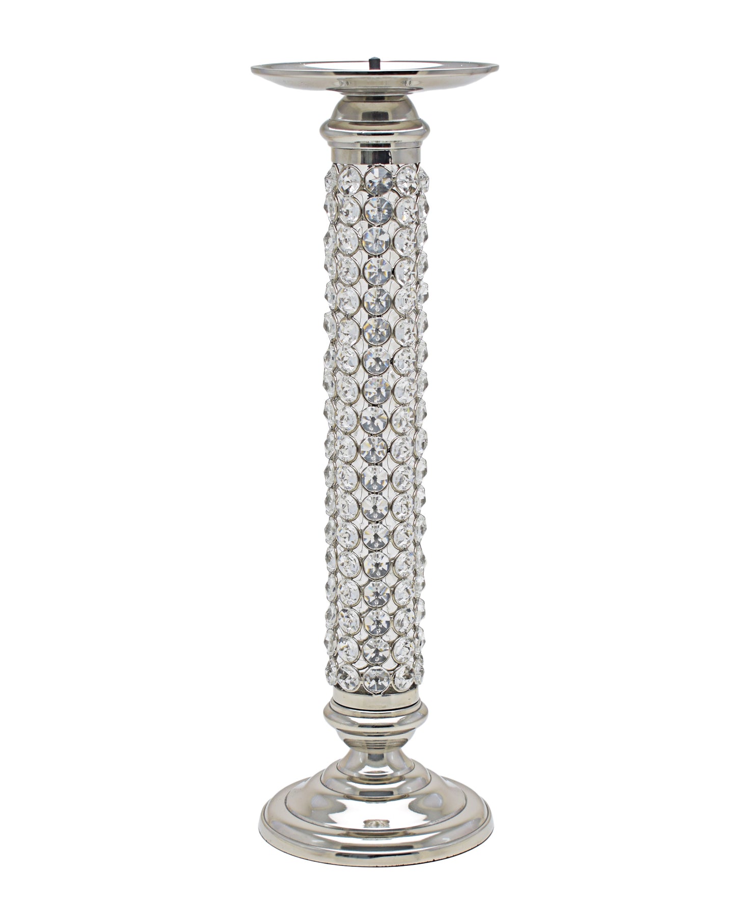 Majestic Crystal Candle Stand - Silver