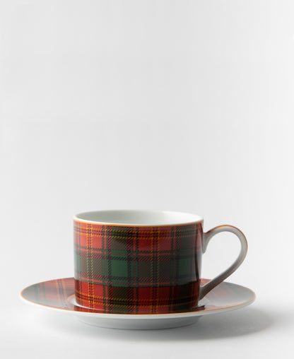 Jenna Clifford Red Tartan Cup & Saucer - Red