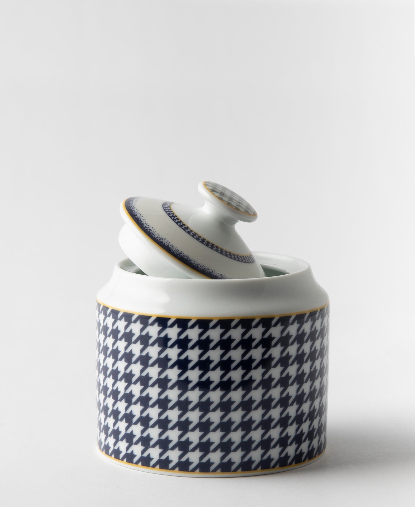 Jenna Clifford Galateo Blue Check Sugar Pot - Blue