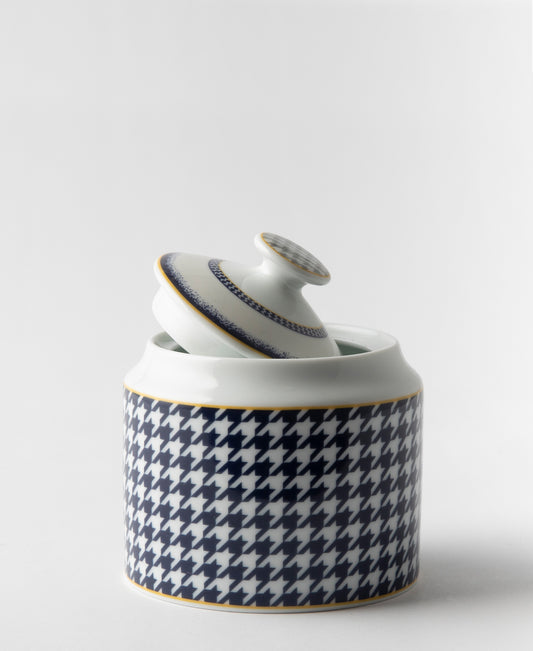Jenna Clifford Galateo Blue Check Sugar Pot - Blue