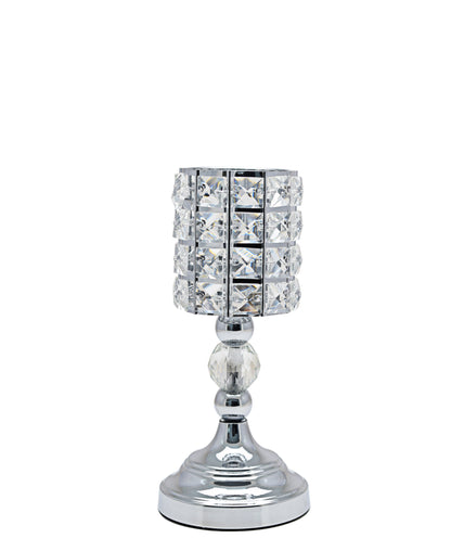 Majestic Crystal Small Candle Holder - Silver