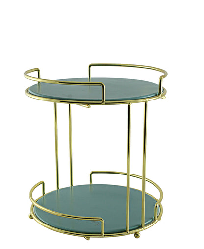 Urban Decor 2-Tier Modern Marble Tray - Green & Gold