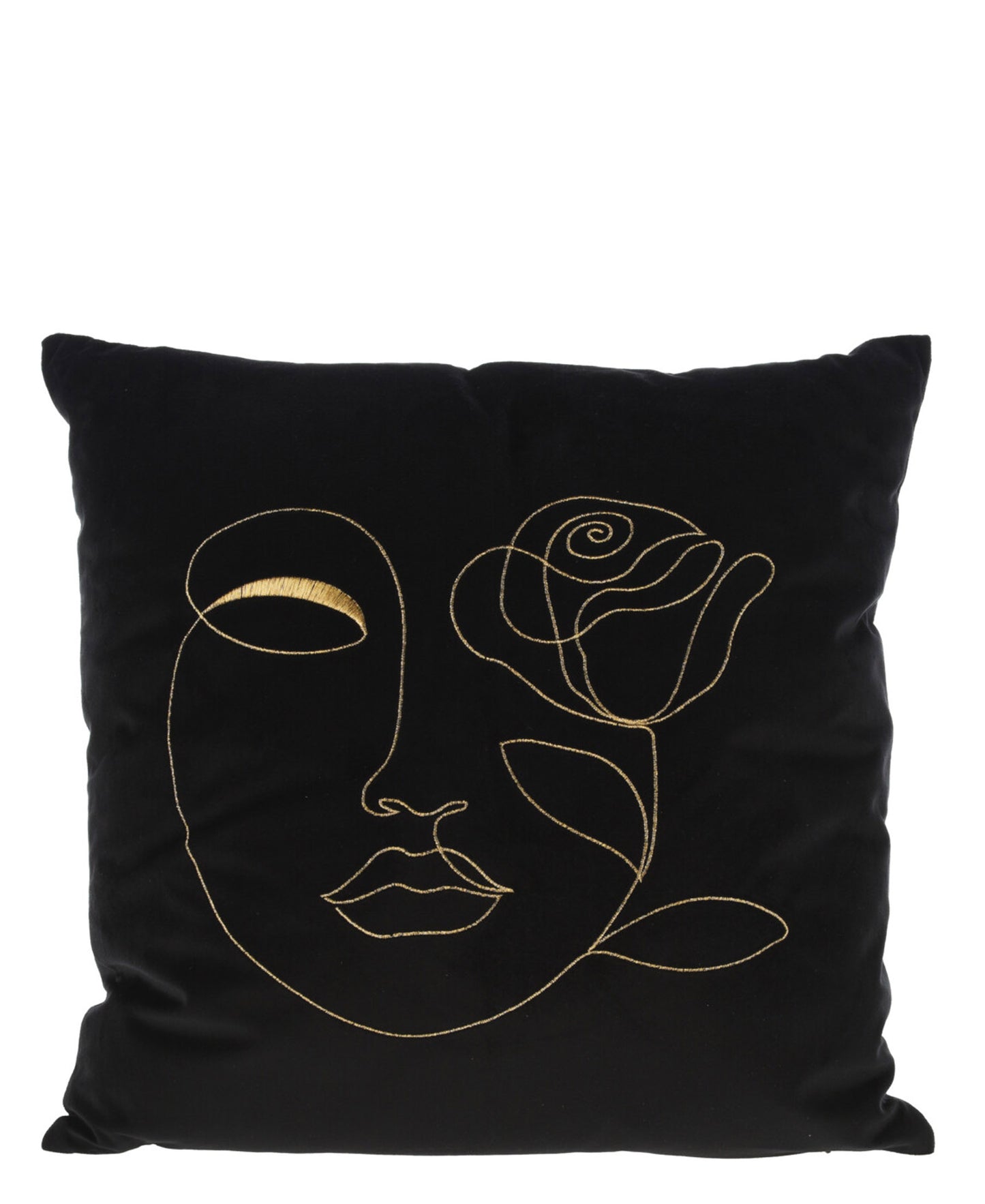 Urban Decor 45cm Velvet Cushion - Black With Rose Print