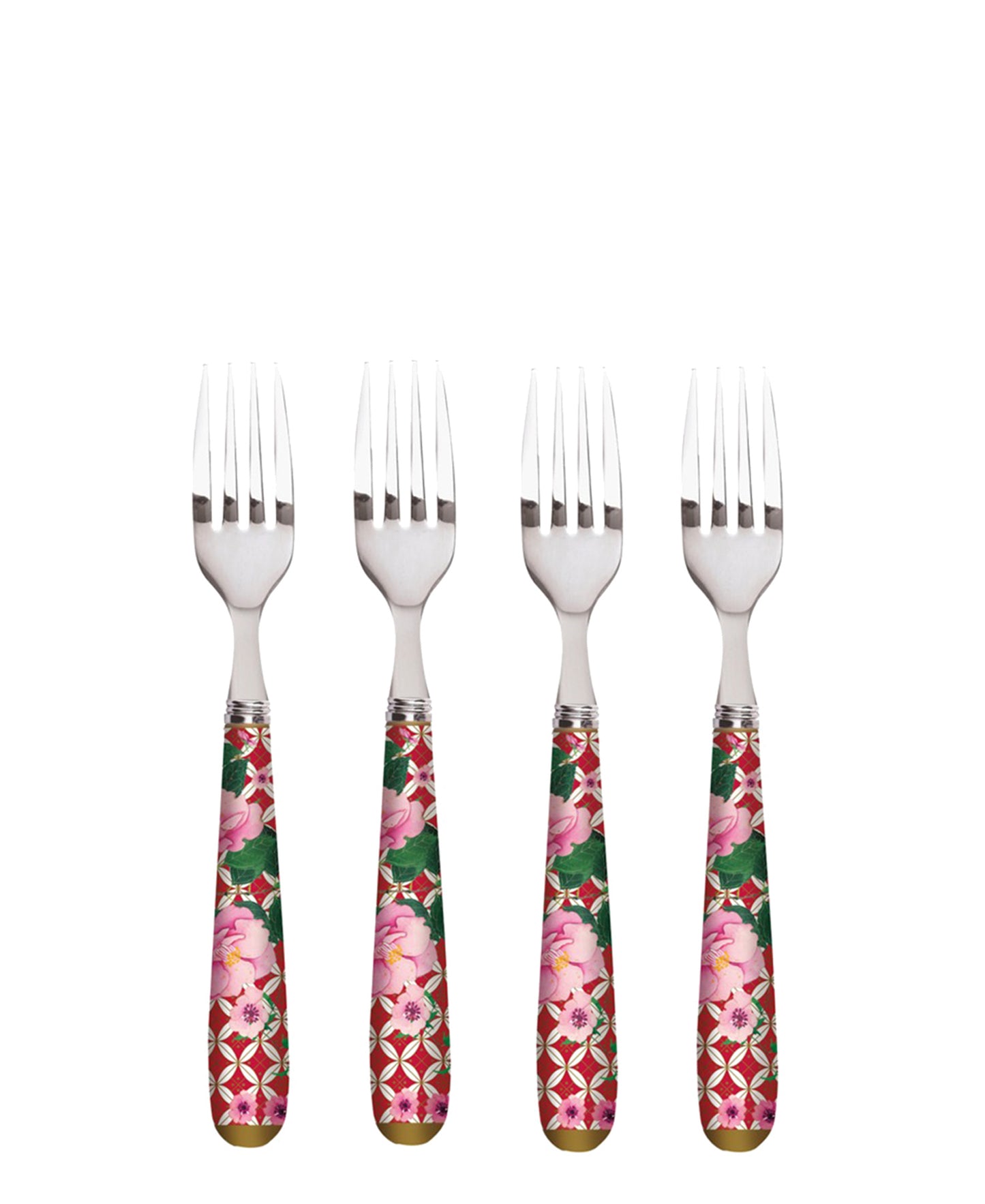 Maxwell & Williams Teas & C's Silk Road Cake Fork Set of 4 Cherry Red Gift Boxed