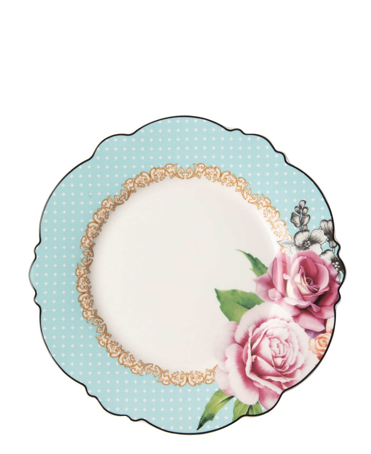 Jenna Clifford Wavy Rose Charger 30cm - Blue & White