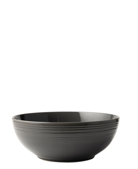 Jenna Clifford Embossed Lines 25cm Salad Bowl - Dark Grey