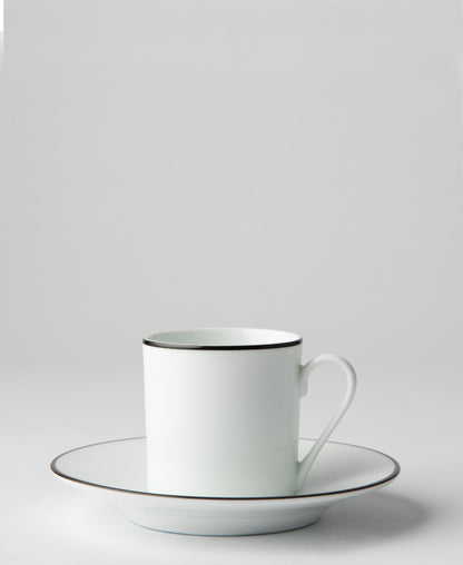 Jenna Clifford 100ml Espresso Cup & Saucer With Black Band - White