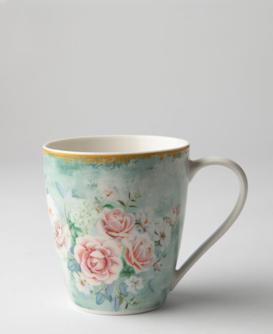 Jenna Clifford Green Floral 350ml Mug - Green