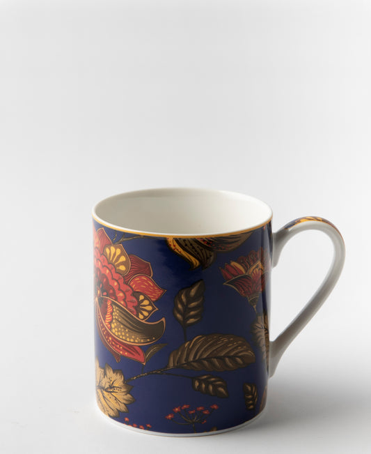 Jenna Clifford Blue Fern 400ml Mug In Gift Box - Blue & Gold