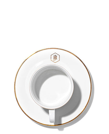 Jenna Clifford 200ml Gold Rimmed Cup & Saucer - White