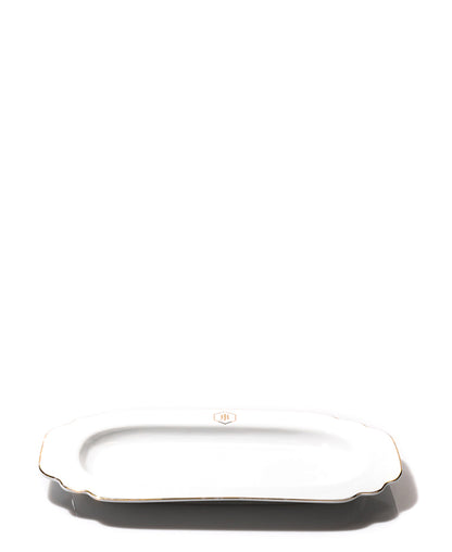 Jenna Clifford Gold Rimmed Oval Platter 38cm - White