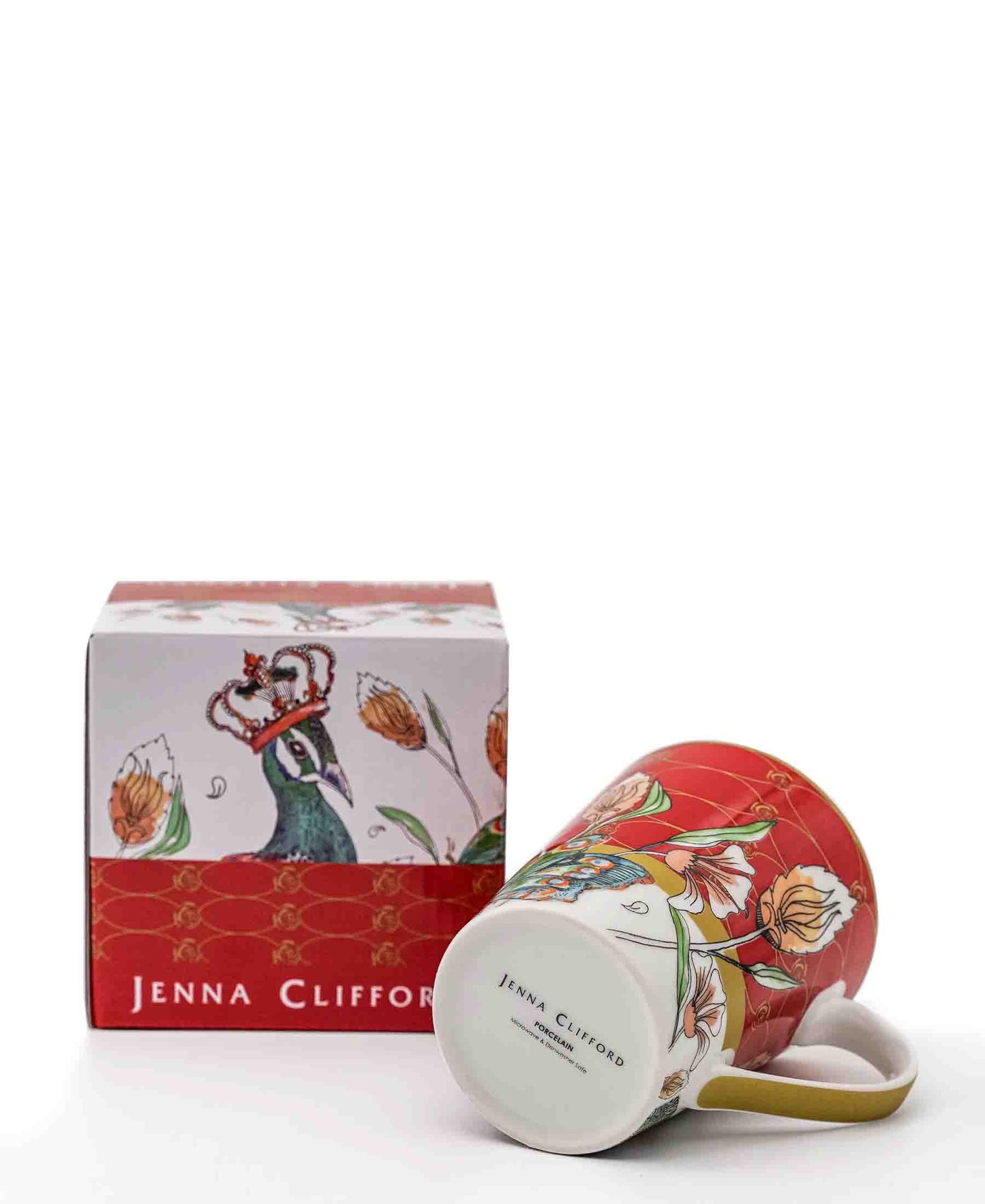 Jenna Clifford Peacock Coffee Mug - Red