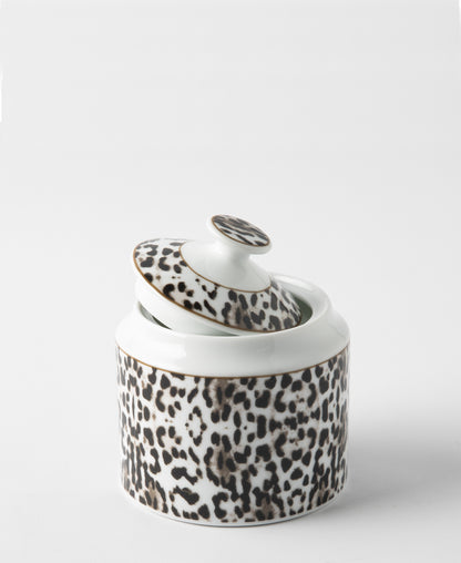 Jenna Clifford Leopard Print Sugar Pot - White