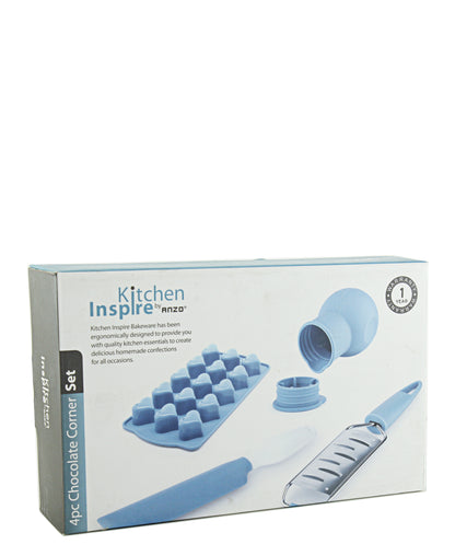 Kitchen Inspire 4 Piece Chocolate Corner Set - Blue