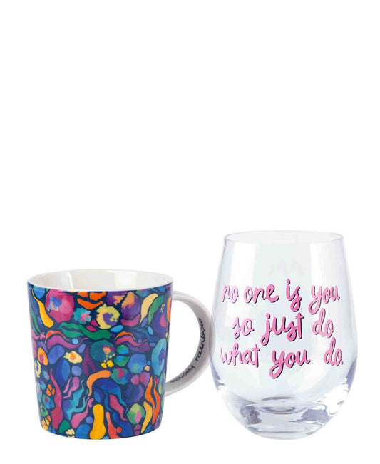 Kasey Rainbow Wild at Heart Mug & Glass Set Africa Navy